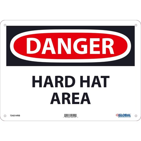 Global Industrial Danger Hard Hat Area, 10x14, Rigid Plastic 724214RB